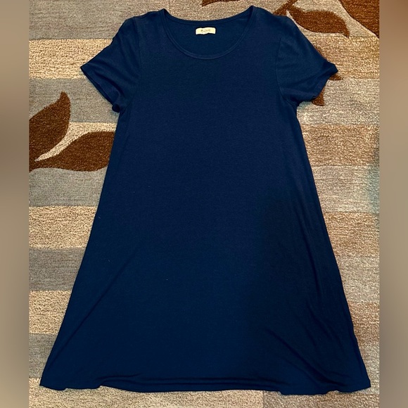 Madewell Organic Cotton Cap-Sleeve Tee Dress in Baltic Blue - Picture 1 of 5